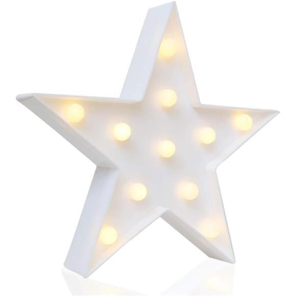 Star Marquee Sign Lights, Warm White LED Lamp -Living Room, Bedroom Table & Wall - Picture 1 of 7
